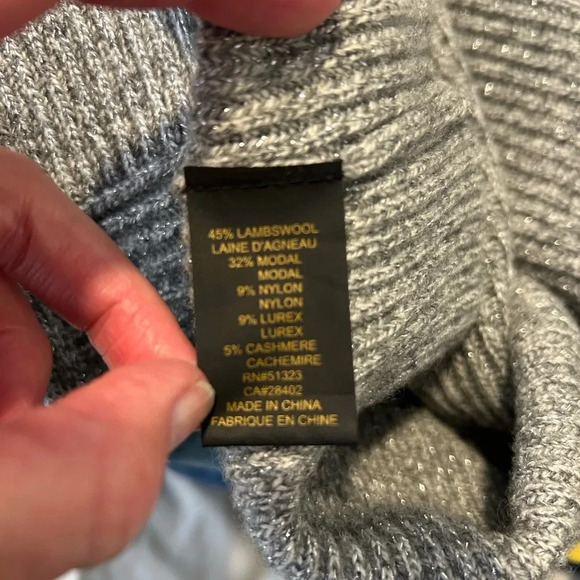 Cynthia Steffe Grey silver metallic front zipper sweater size XS. - Picture 6 of 14